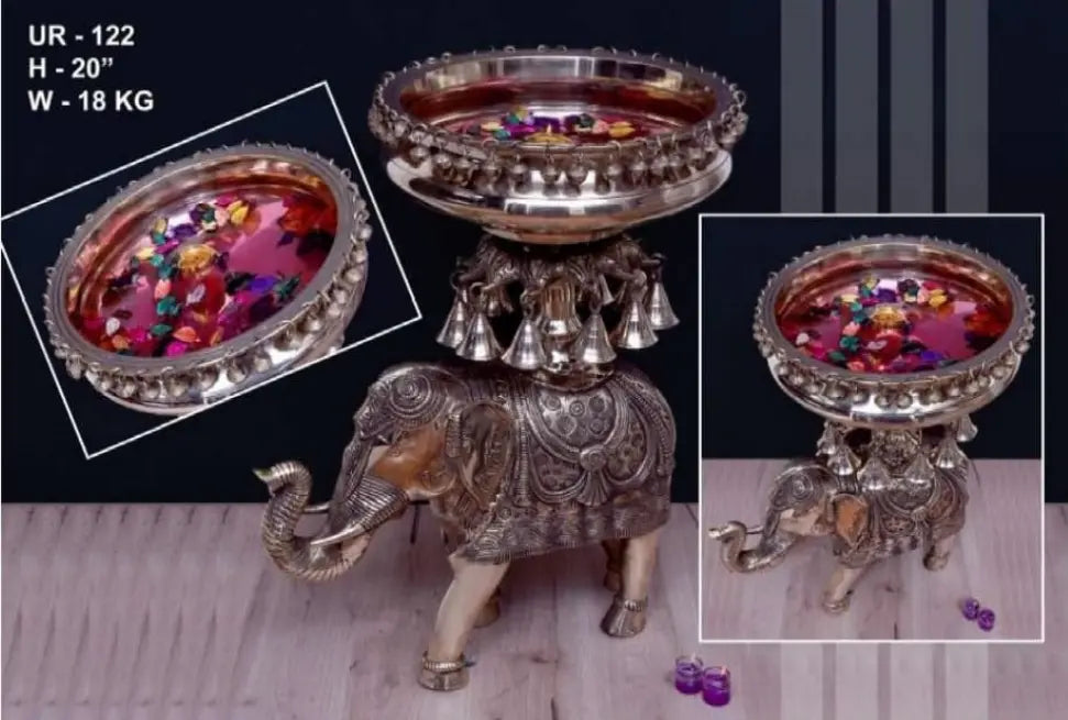 Hand made brass elephant bowl showpiece for home decor