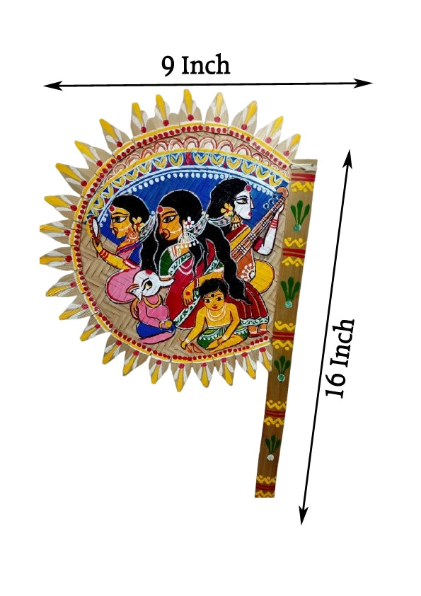 Handmade bamboo fan | bengali hand printed fan