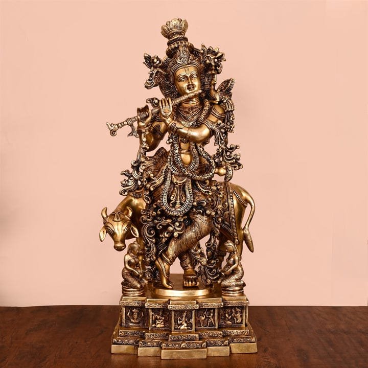 Brass Krishna Idol | Radha Krishna Idol Brass | Brass Idols Of Lord Krishna