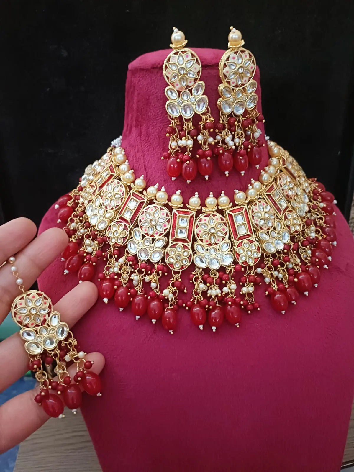 Choker necklace | necklace set | ethnic jewellery | gold plated | wedding jewellery | artificial stones