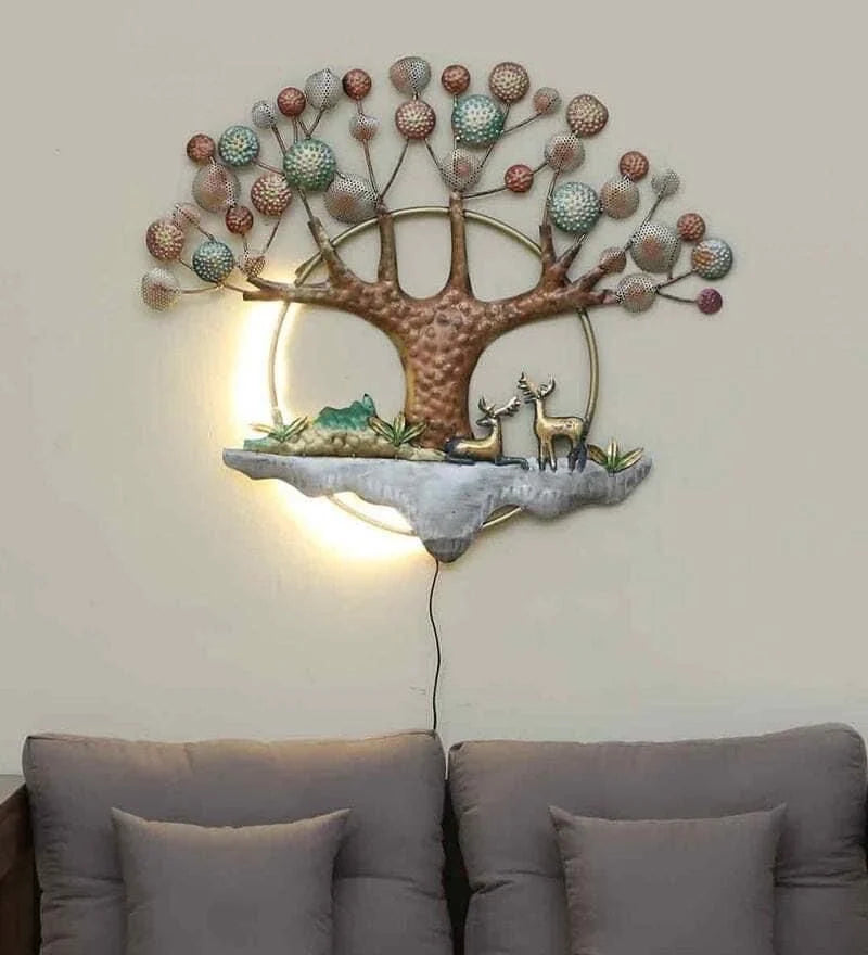 LED MOON TREE DECOR FOR WALL | METAL TREEE FOR WALL HANGING