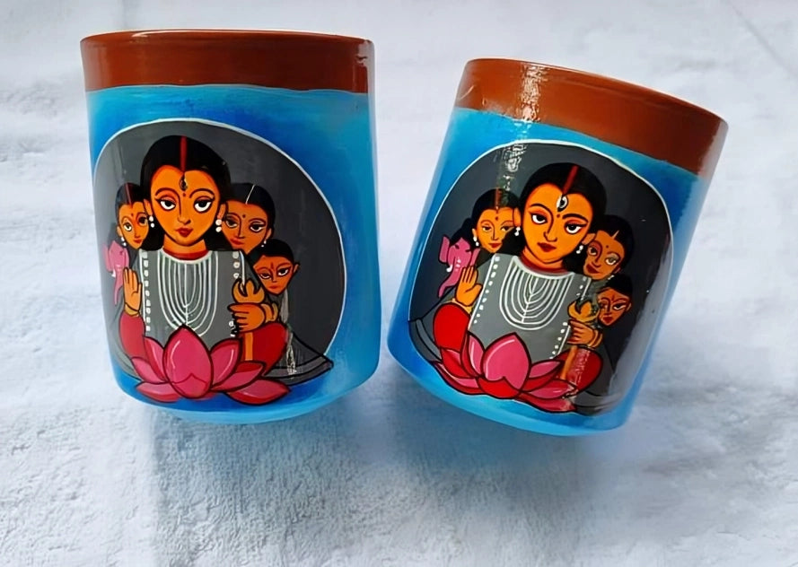 Clay Couple Coffee Mug | Hand Craft mug |Terracotta crafts mug set 2 Handmade Clay Coffee Mug