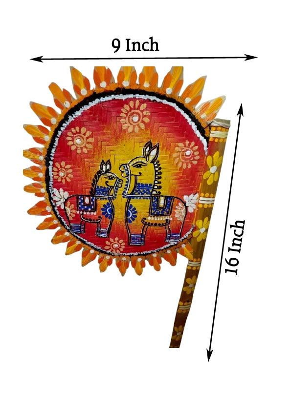 Handmade bamboo fan | bengali hand printed fan