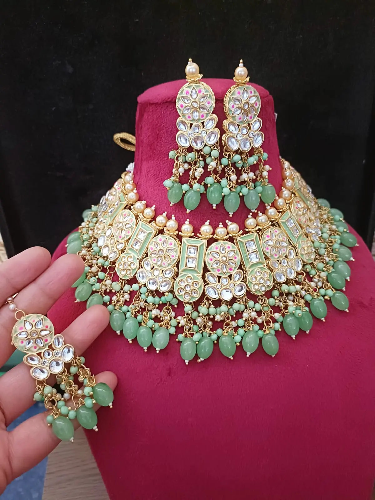 Choker necklace | necklace set | ethnic jewellery | gold plated | wedding jewellery | artificial stones