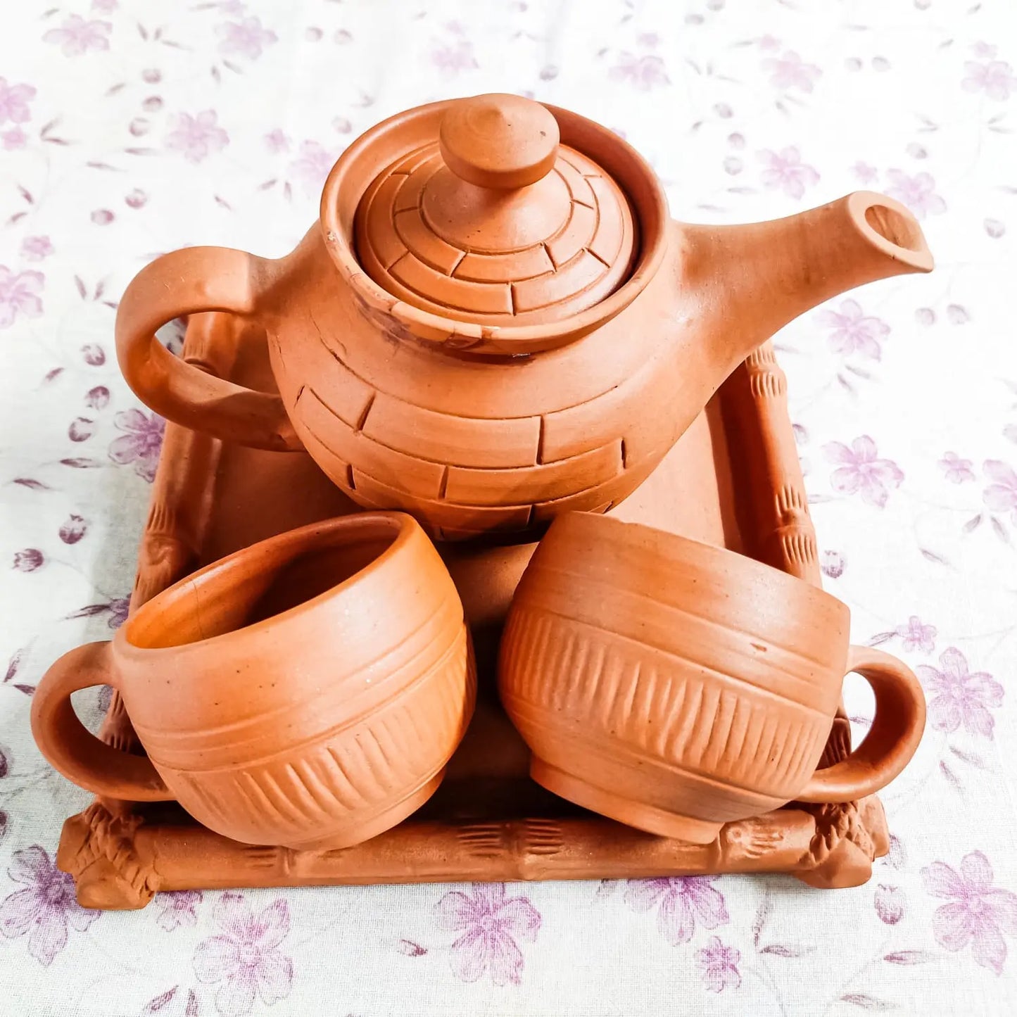teacup coffee cup set |terracotta tea set | handmade tea cups | eco-friendly tea kettle