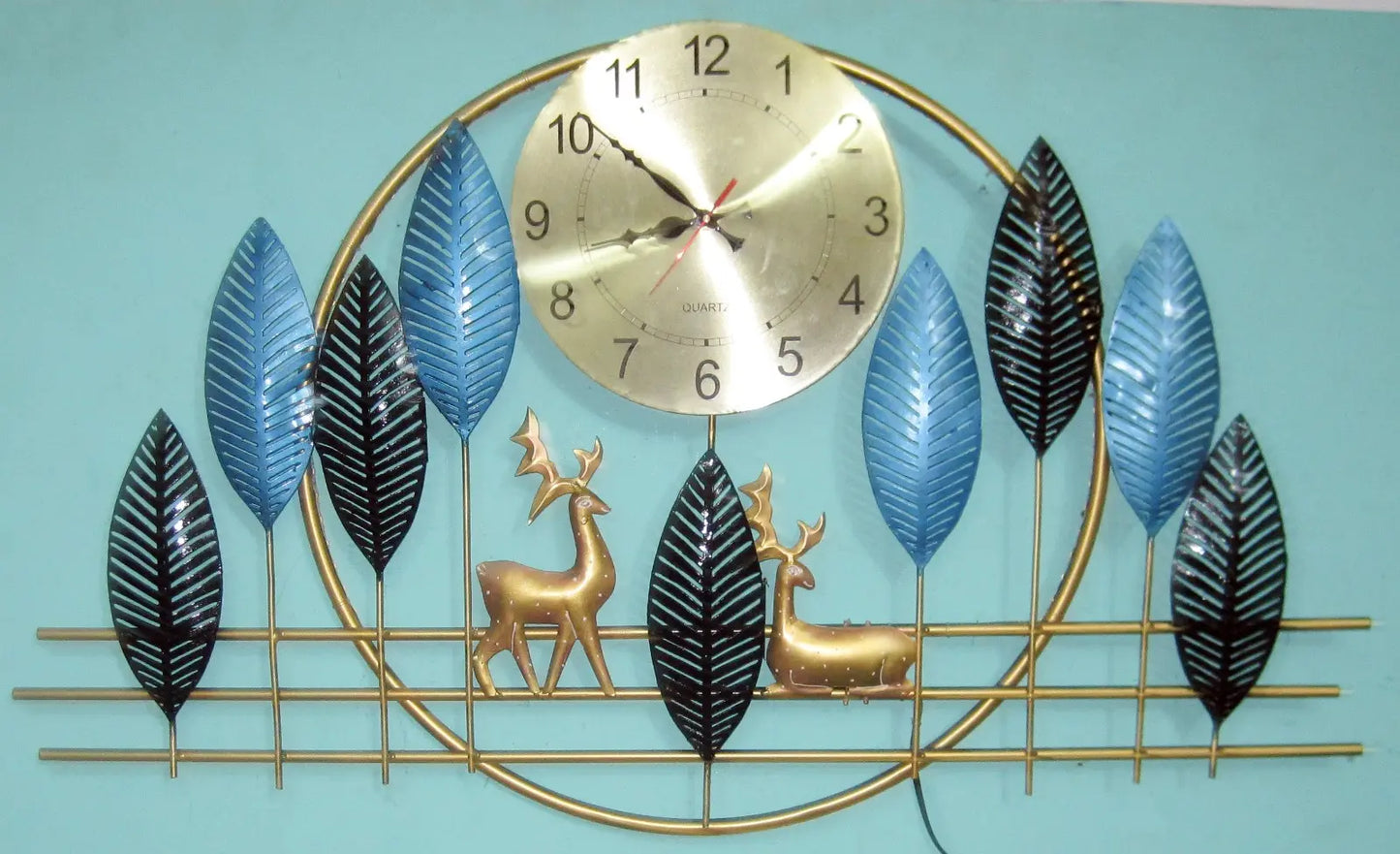 Special deer decor wall clock | modern leaf design wall clock