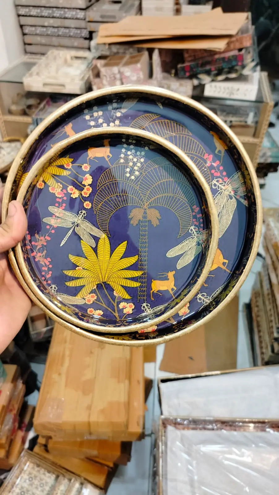 Dining tray | kitchen tray | coffee tray | round shape tray | wooden printed tray | bar tray