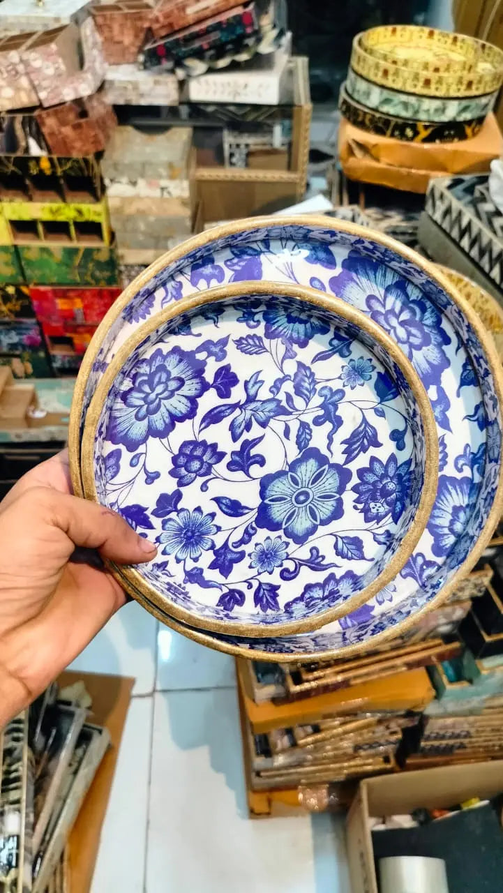 Dining tray | kitchen tray | coffee tray | round shape tray | wooden printed tray | bar tray