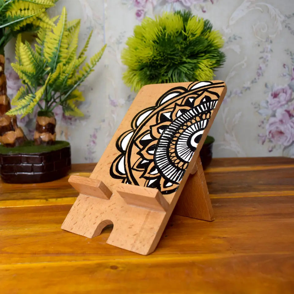 Unique Wooden Mobile Stand | Mandala Wall Art | Boho Wall Décor