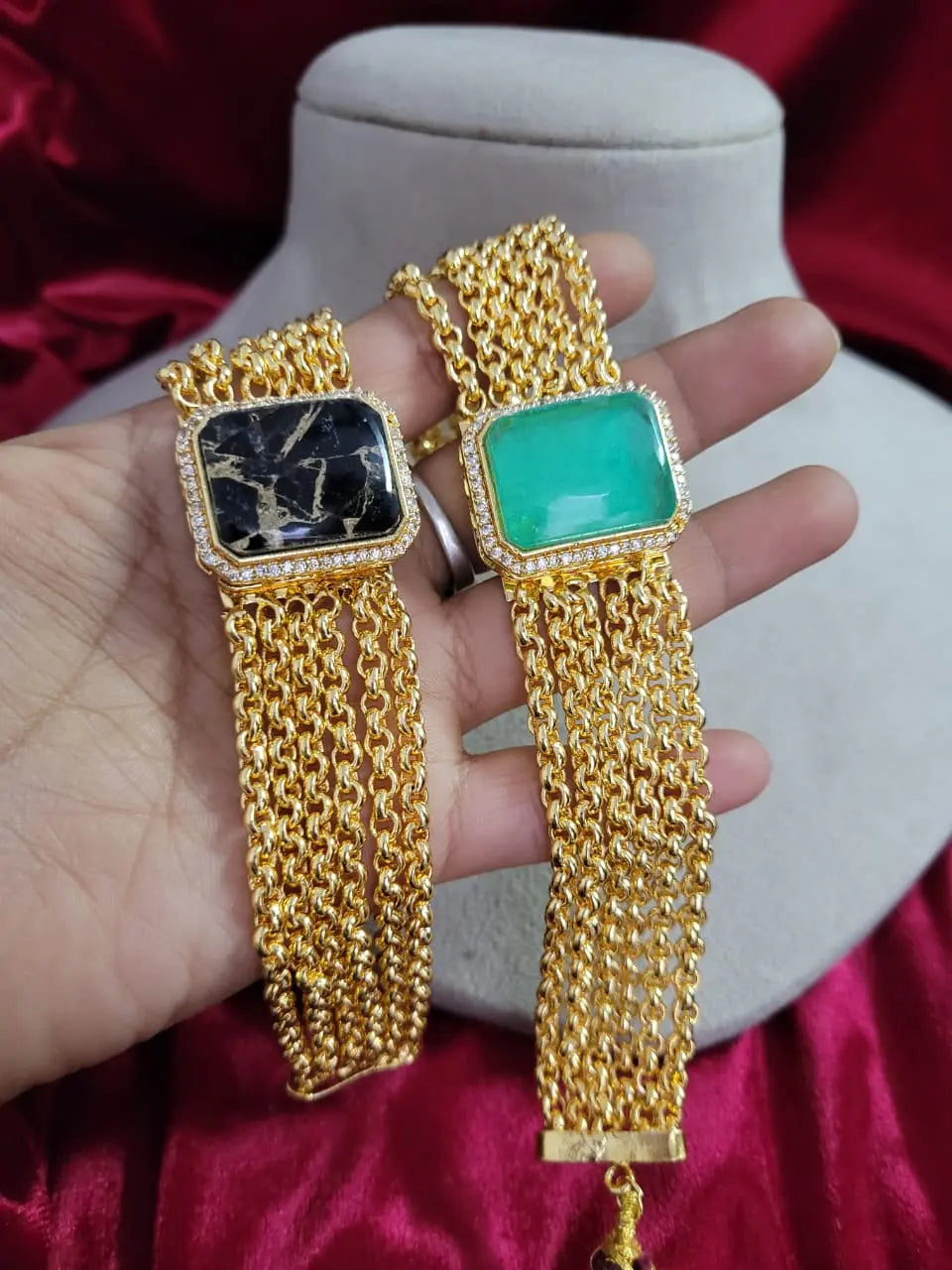 dublate and coper stone necklaces with earing