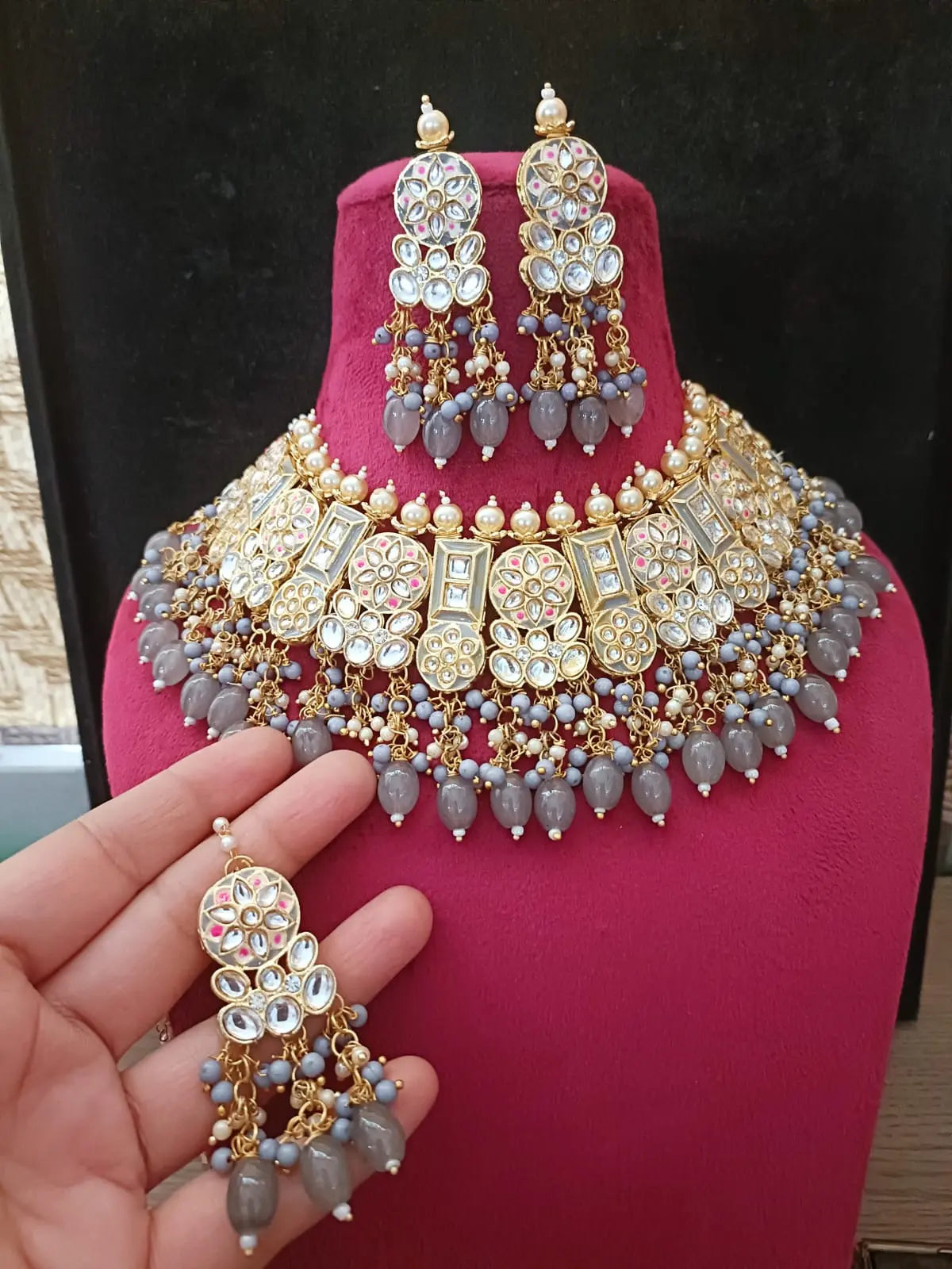 Choker necklace | necklace set | ethnic jewellery | gold plated | wedding jewellery | artificial stones