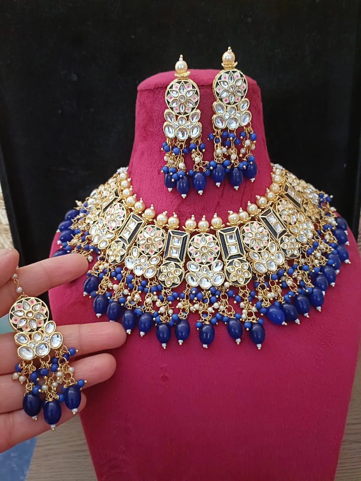 Choker necklace | necklace set | ethnic jewellery | gold plated | wedding jewellery | artificial stones