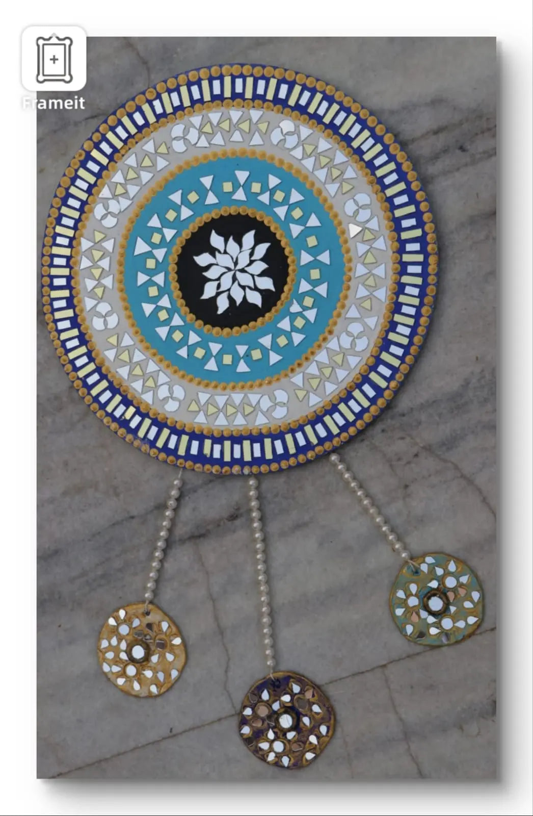 Handmade Art with combination of Lippan and Mandala art I Unique wants Dotted Mandala painting Original handmade painting with acrylic colours wall hanging for living room