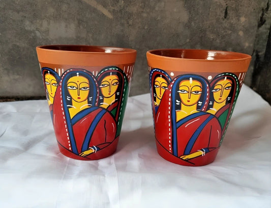 Clay Couple Coffee Mug | Hand Craft mug |Terracotta crafts mug set 2 Handmade Clay Coffee Mug