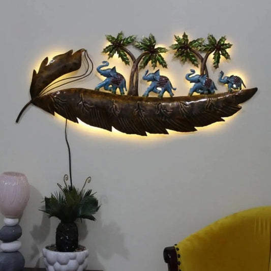 ELEPHANT ON LEAF DECOR FOR HOME | METAL HOME DECOR