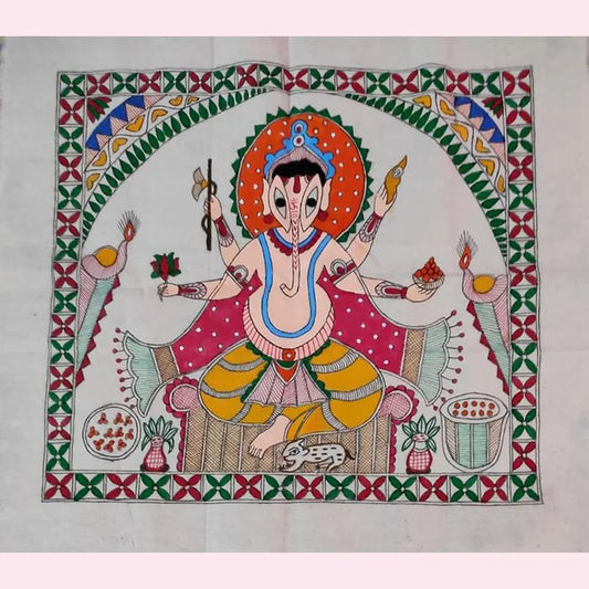 Ganesha Painting On Cloth | Madhubani Art Painting