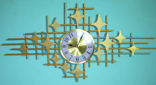 STAR DESIGN WALL CLOCK | BIG WALL DECOR CLOCK | ELITE GOLDEN WALL CLOCK | DINING ROOM DESIGN WALL CLOCK