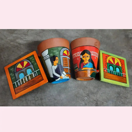 Terracotta coffee mug with coster | Coffee mug |Terracotta Coffee Mug